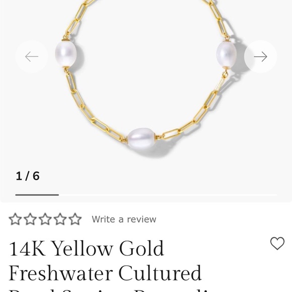 14k Yellow Gold Freshwater Cultured Pearl Station Paperclip Bracelet - Picture 4 of 10